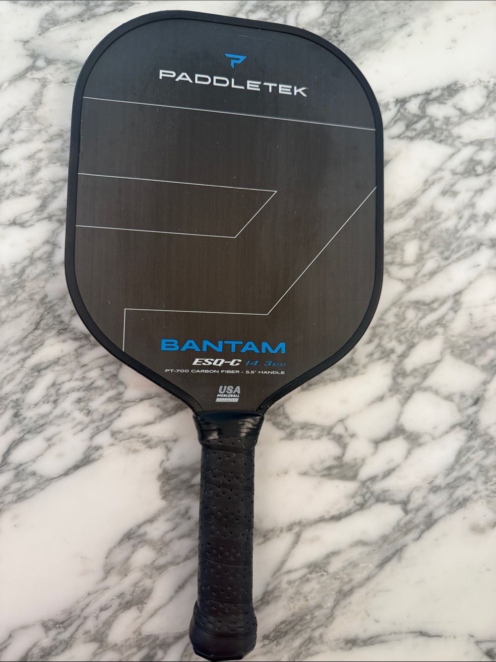 Paddletek Bantam ESQ-C Pickleball Paddle - Black with Blue Accents 14.3MM